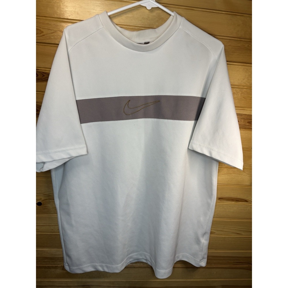 Nike Vintage White Center Swoosh Logo T-Shirt Men's XL Gray Tag Polyester